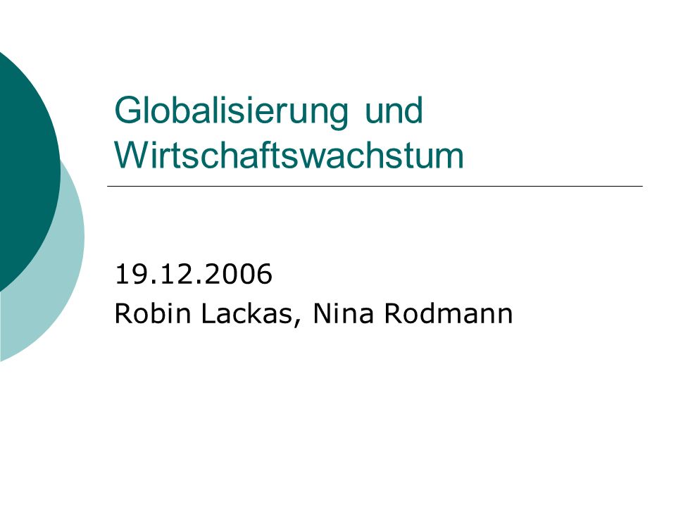 Globalisierung und Wirtschaftswachstum