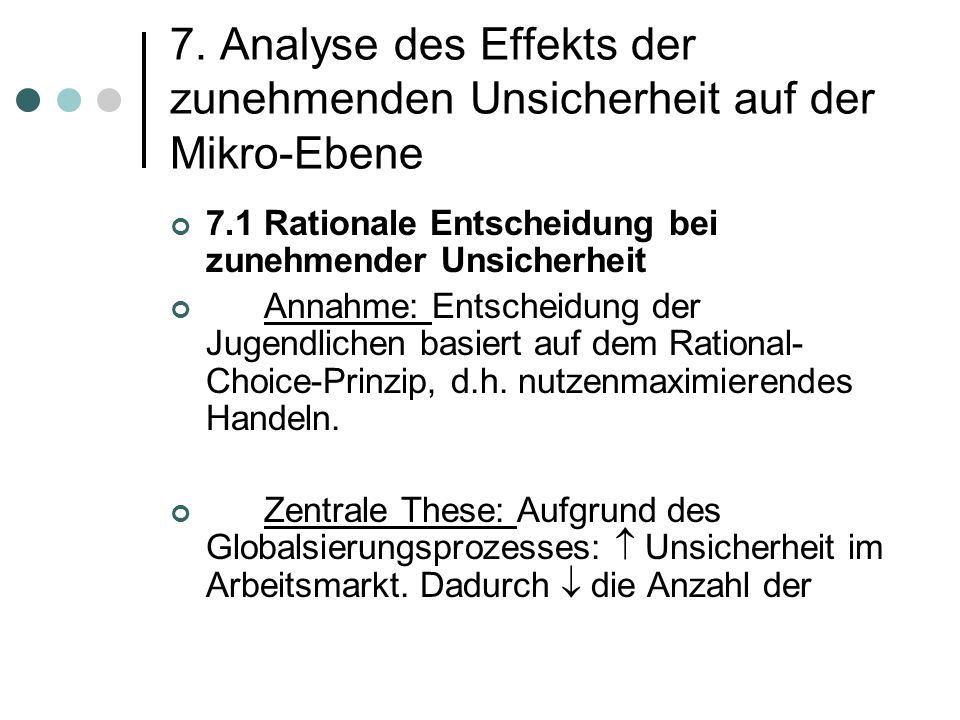7. Analyse des Effekts der zunehmenden Unsicherheit auf der Mikro-Ebene