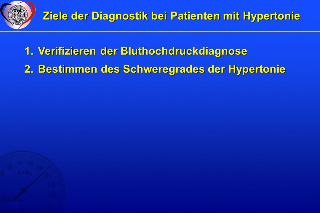 Ziele der Diagnostik bei Patienten mit Hypertonie