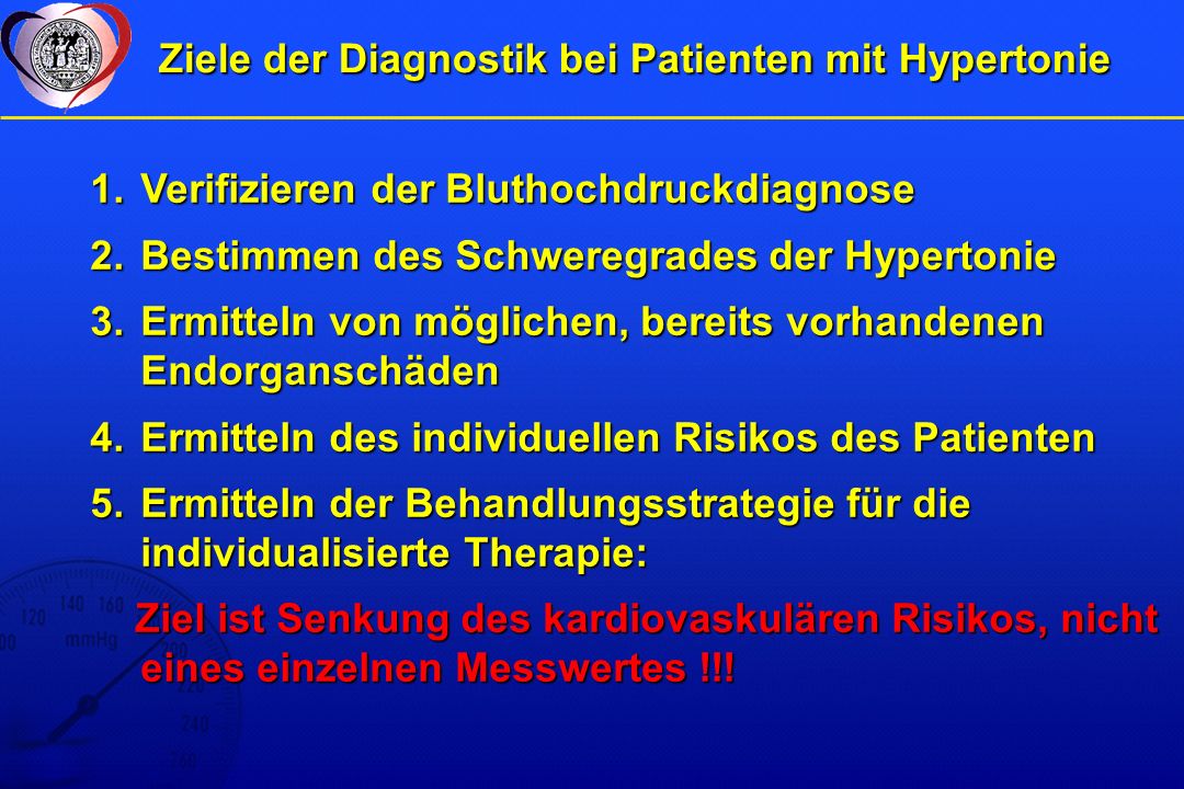 Ziele der Diagnostik bei Patienten mit Hypertonie