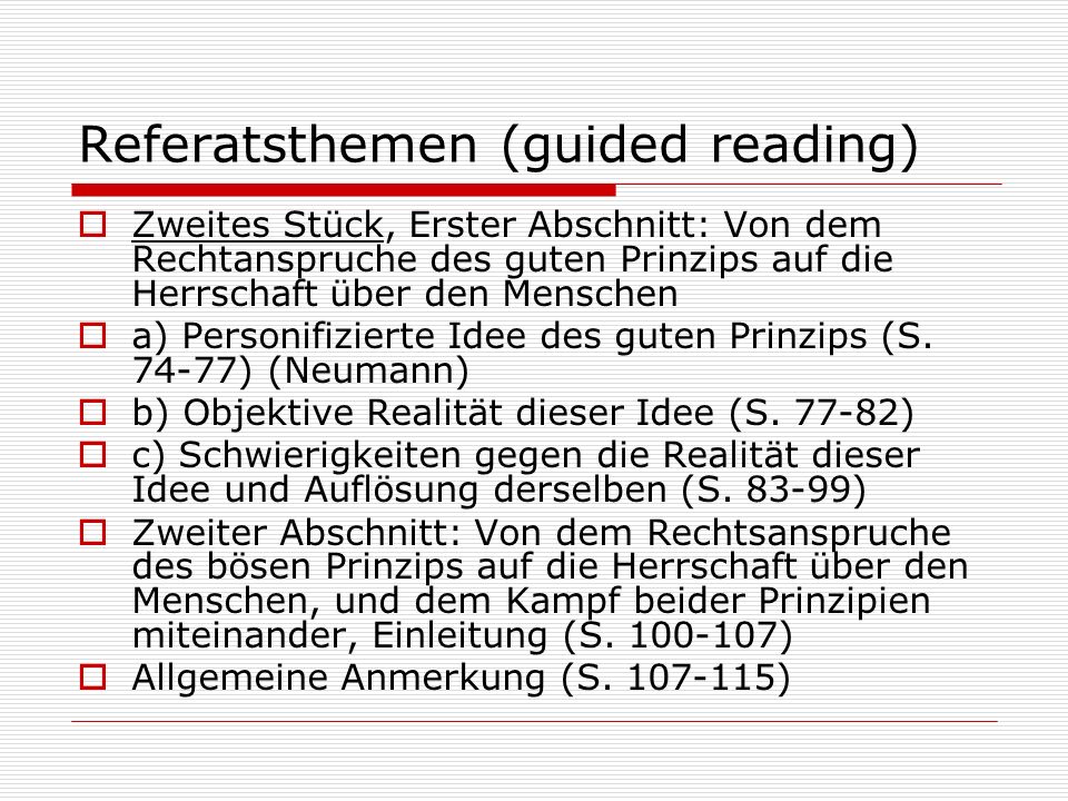 Referatsthemen (guided reading)