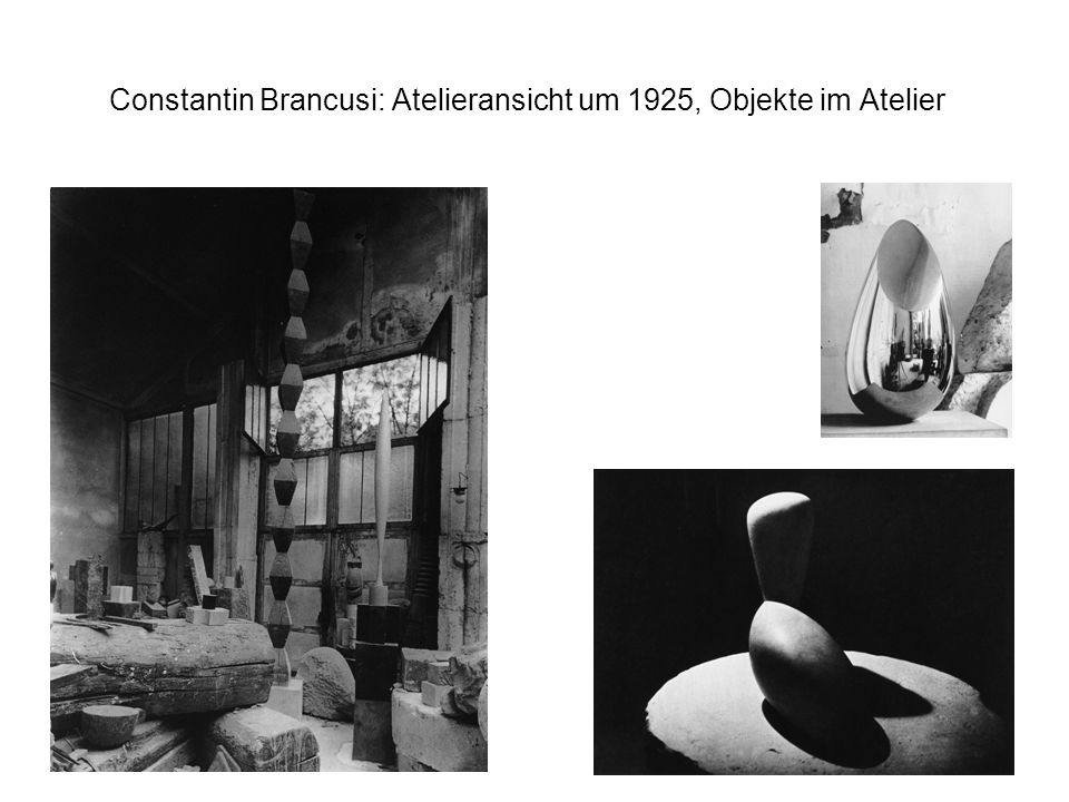 Constantin Brancusi: Atelieransicht um 1925, Objekte im Atelier