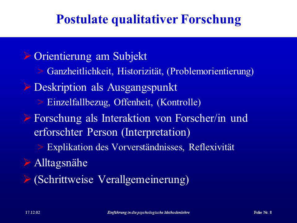 Postulate qualitativer Forschung