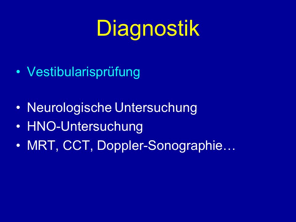 Diagnostik Vestibularisprüfung Neurologische Untersuchung