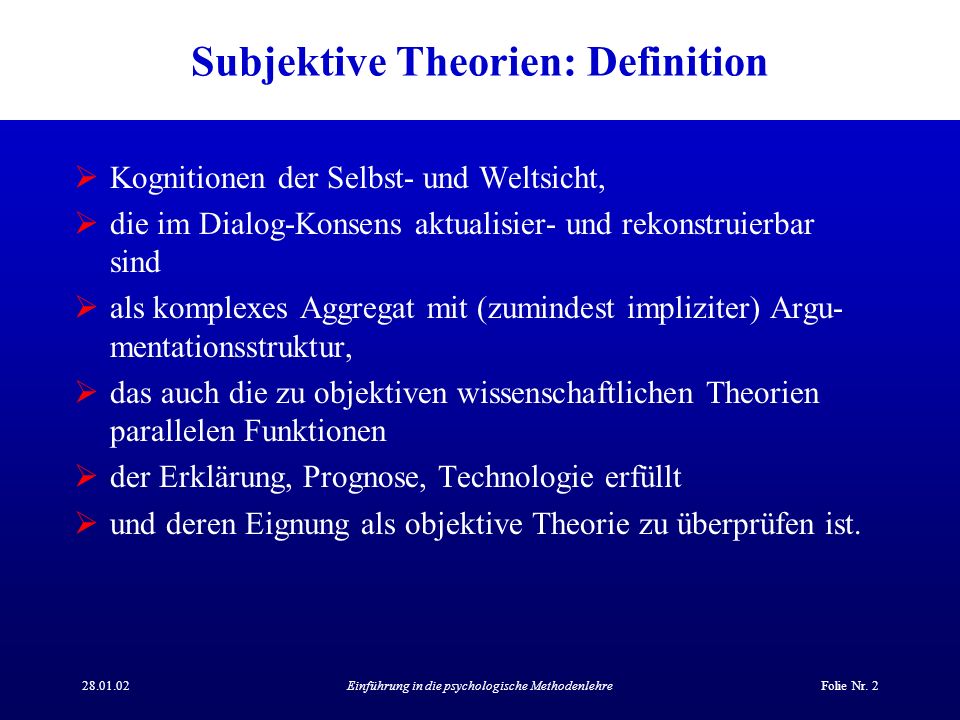 Subjektive Theorien: Definition