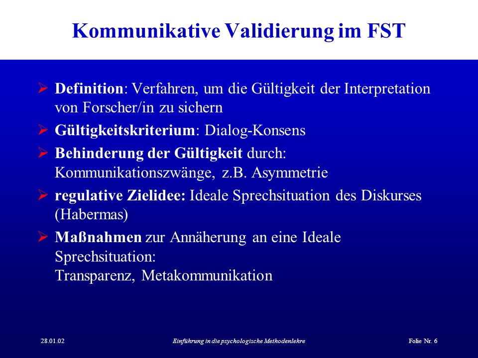 Kommunikative Validierung im FST