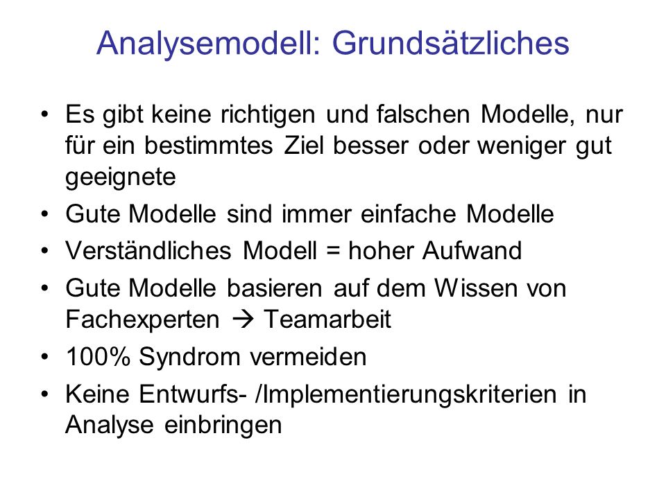 Analysemodell: Grundsätzliches