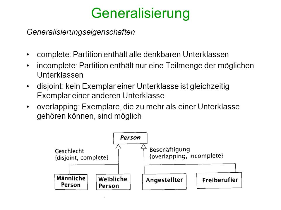 Generalisierung Generalisierungseigenschaften