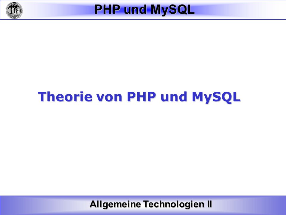 Theorie von PHP und MySQL