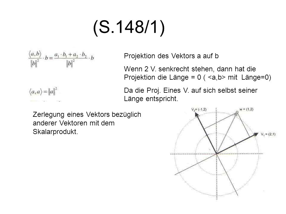 (S.148/1) Projektion des Vektors a auf b