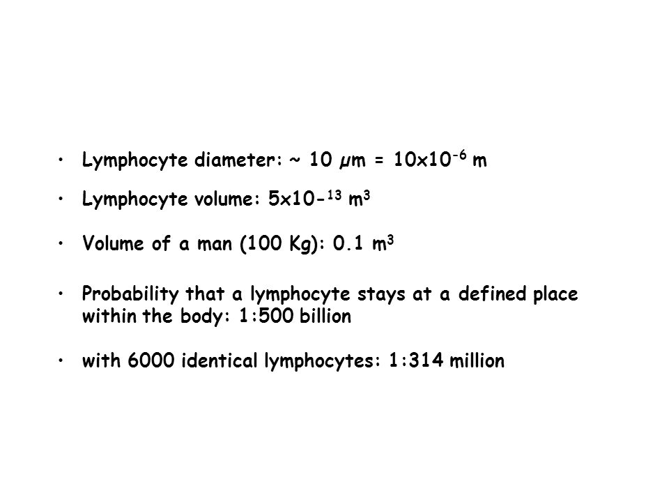 Lymphocyte diameter: ~ 10 µm = 10x10-6 m
