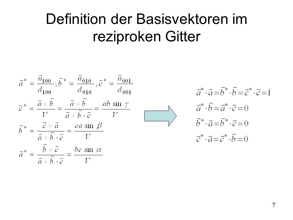 Definition der Basisvektoren im reziproken Gitter