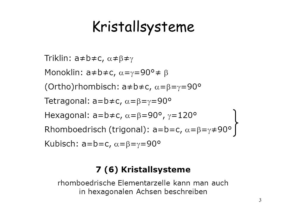 Kristallsysteme Triklin: a≠b≠c, ≠≠ Monoklin: a≠b≠c, ==90°≠ 