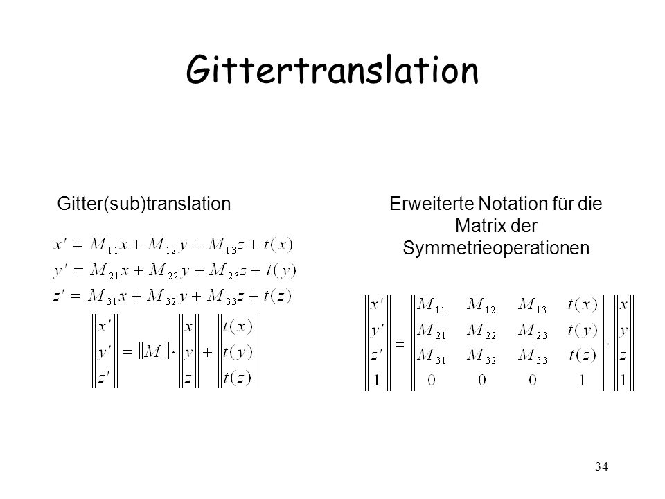 Erweiterte Notation für die Matrix der Symmetrieoperationen