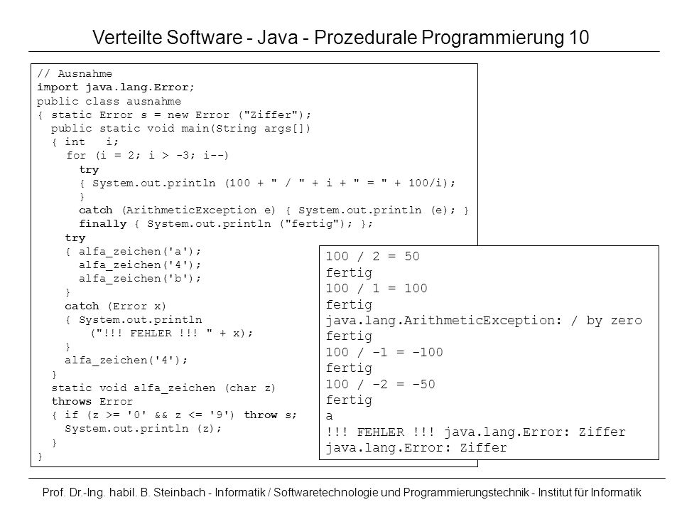 Verteilte Software - Java - Prozedurale Programmierung 10