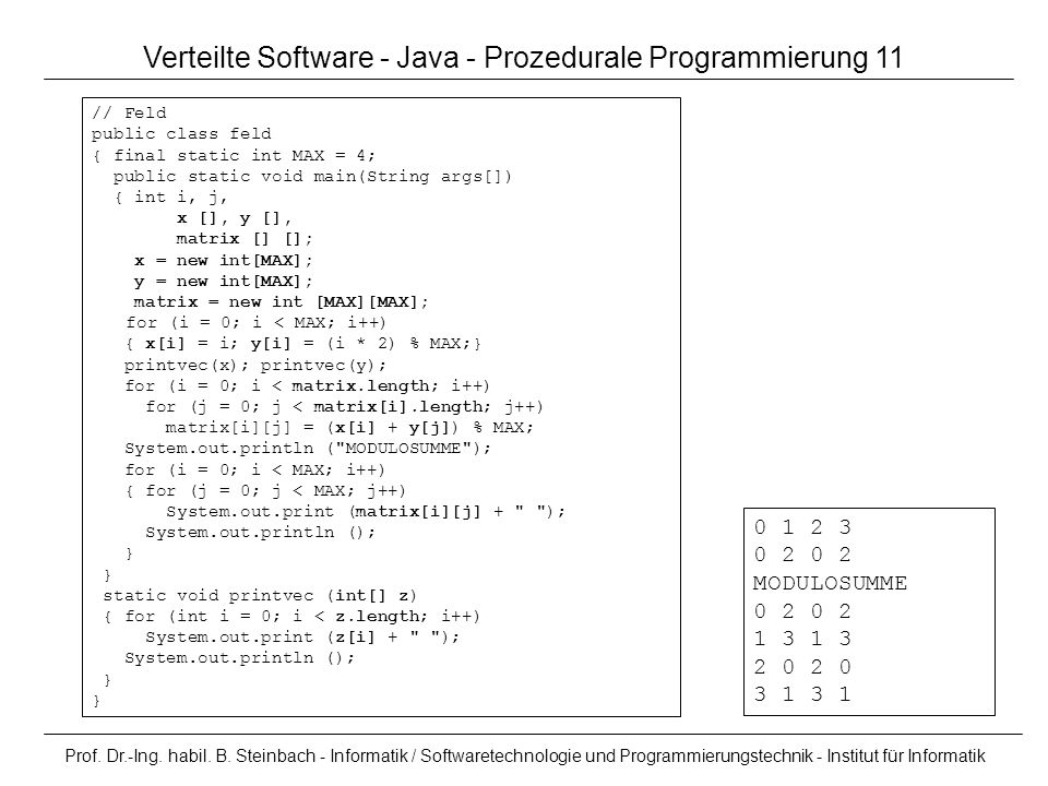 Verteilte Software - Java - Prozedurale Programmierung 11