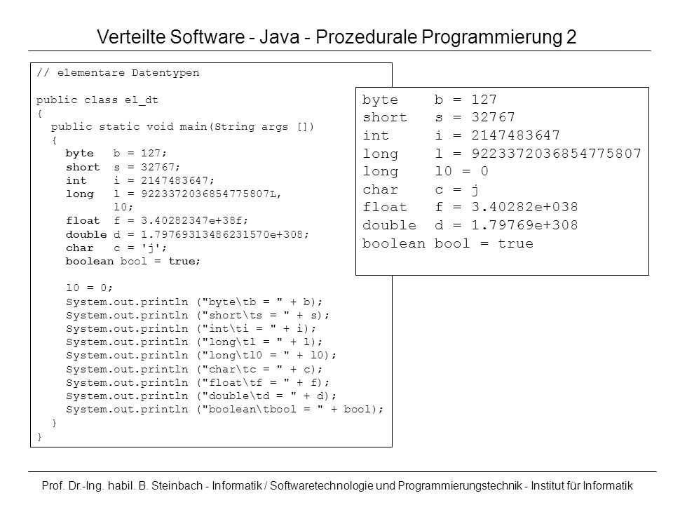 Verteilte Software - Java - Prozedurale Programmierung 2