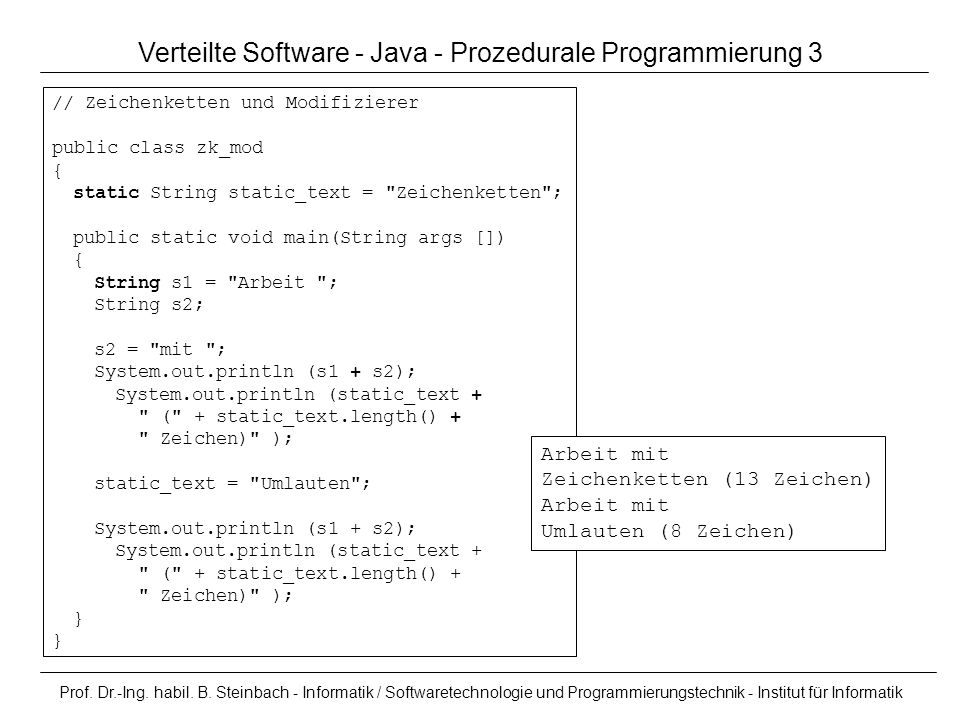 Verteilte Software - Java - Prozedurale Programmierung 3