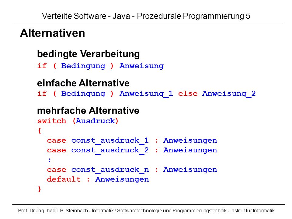 Verteilte Software - Java - Prozedurale Programmierung 5