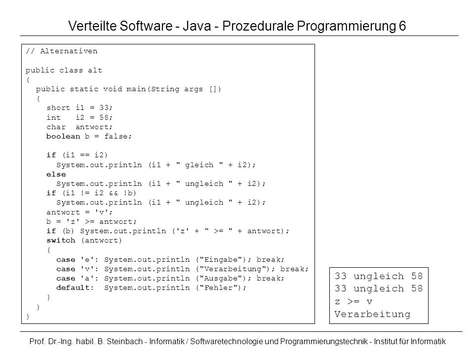 Verteilte Software - Java - Prozedurale Programmierung 6