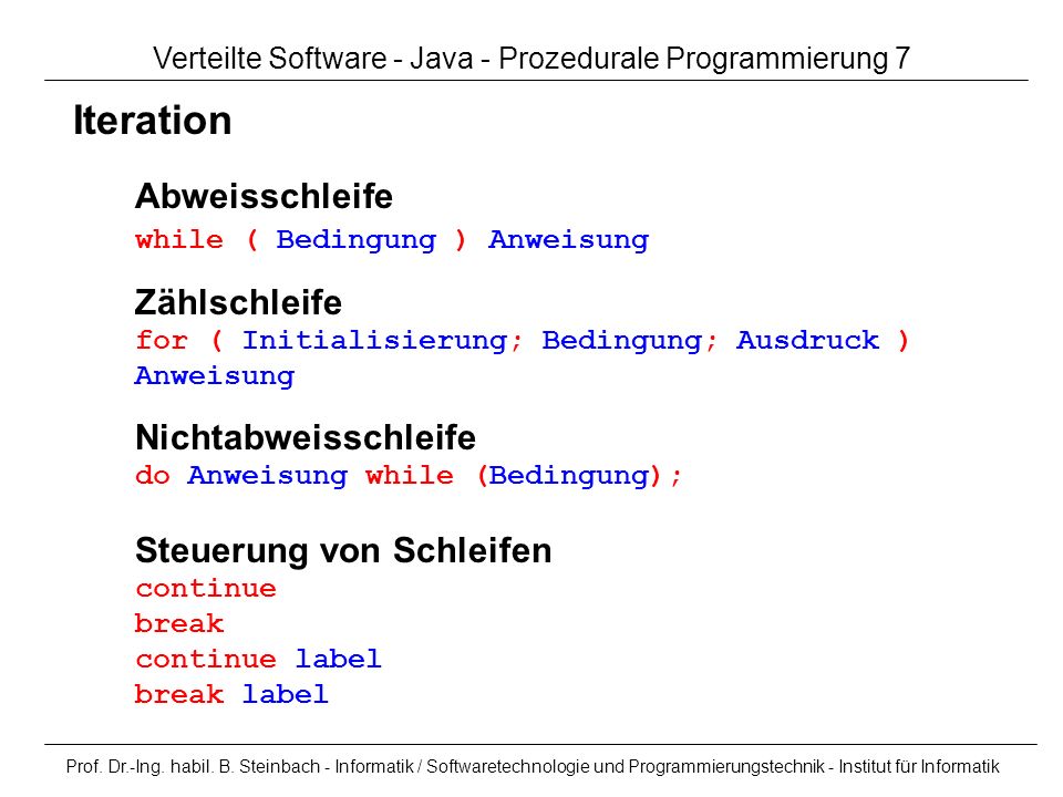 Verteilte Software - Java - Prozedurale Programmierung 7