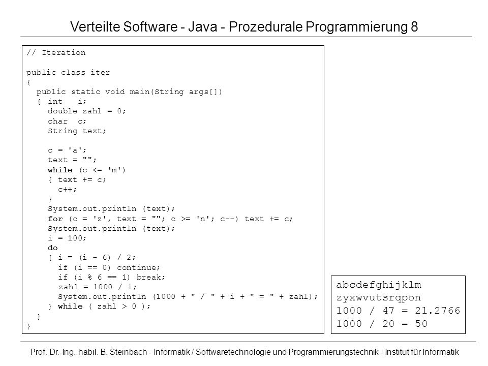 Verteilte Software - Java - Prozedurale Programmierung 8