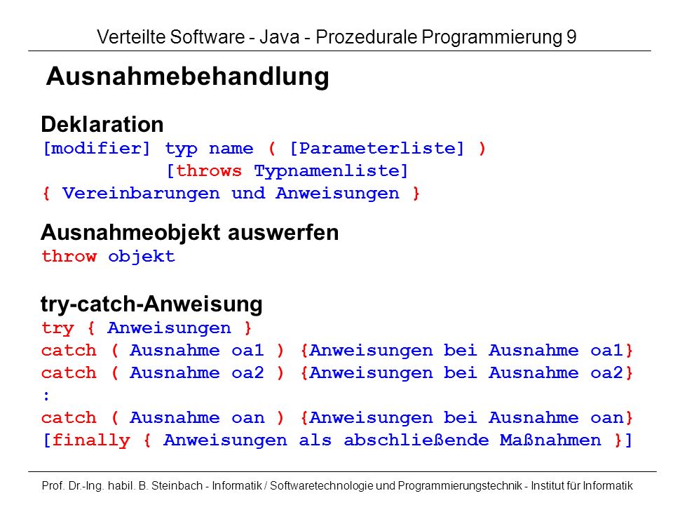 Verteilte Software - Java - Prozedurale Programmierung 9