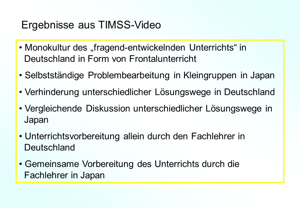 Ergebnisse aus TIMSS-Video