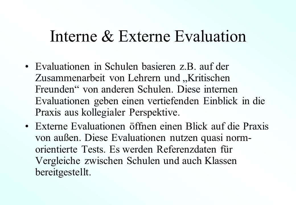 Interne & Externe Evaluation