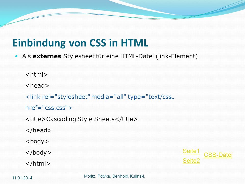 Einbindung von CSS in HTML