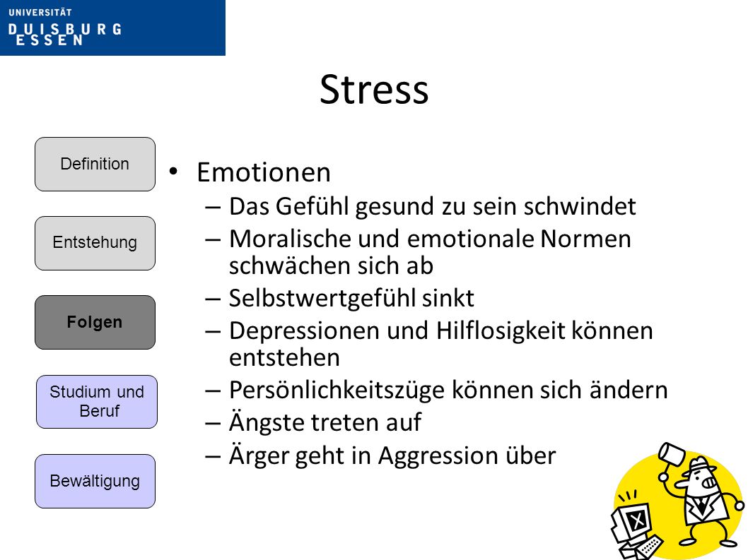 Stress Emotionen Das Gefühl gesund zu sein schwindet