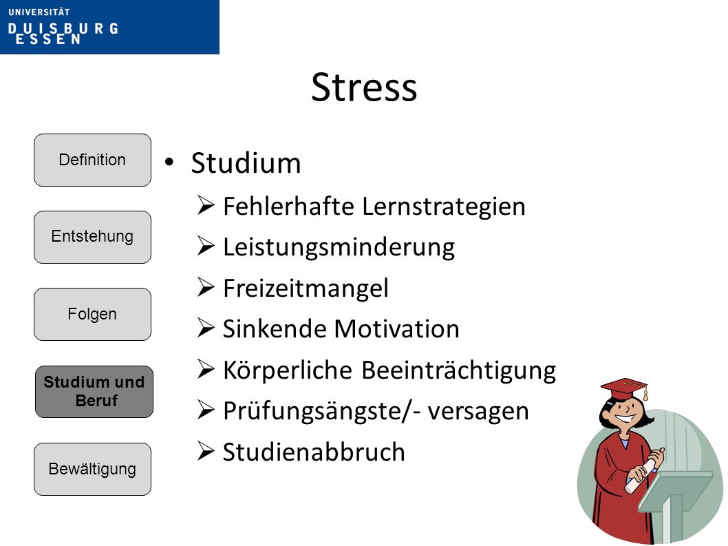 Stress Studium Fehlerhafte Lernstrategien Leistungsminderung