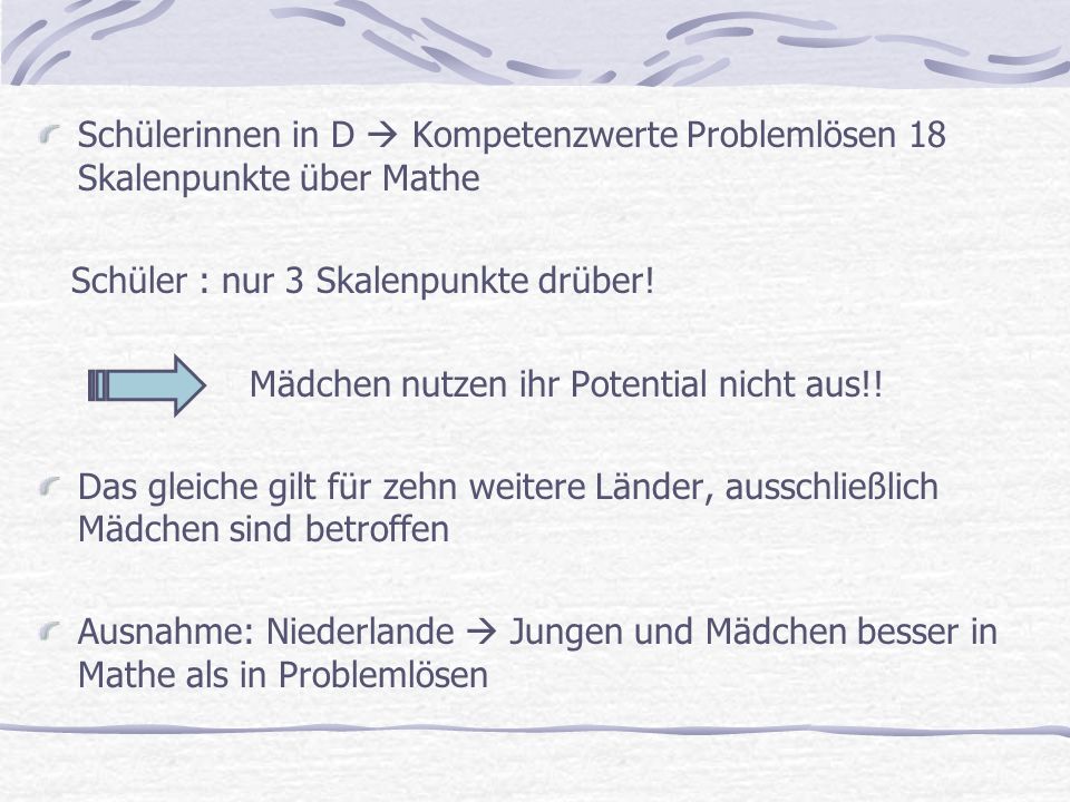 Schülerinnen in D  Kompetenzwerte Problemlösen 18 Skalenpunkte über Mathe