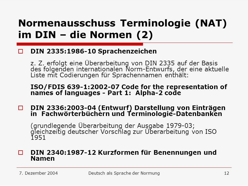 Normenausschuss Terminologie (NAT) im DIN – die Normen (2)