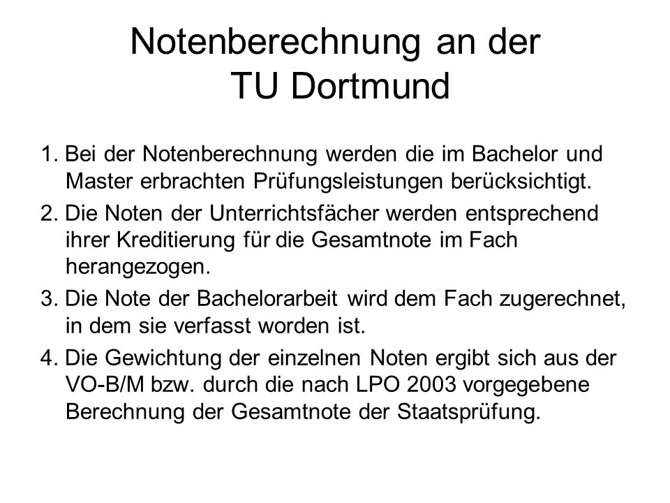Notenberechnung an der TU Dortmund
