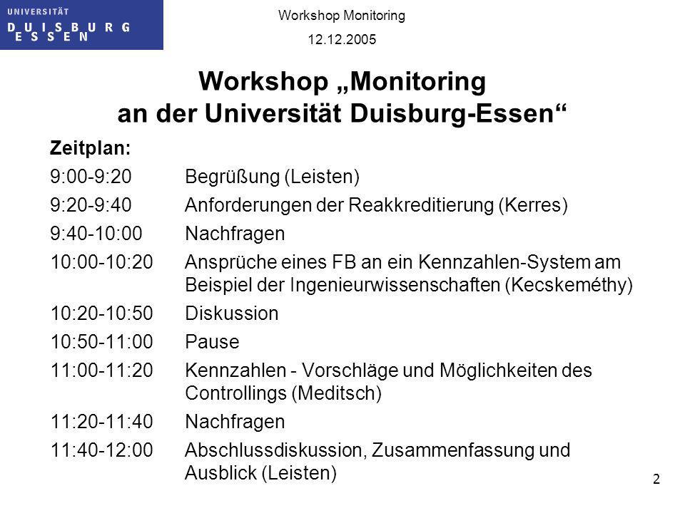 Workshop „Monitoring an der Universität Duisburg-Essen