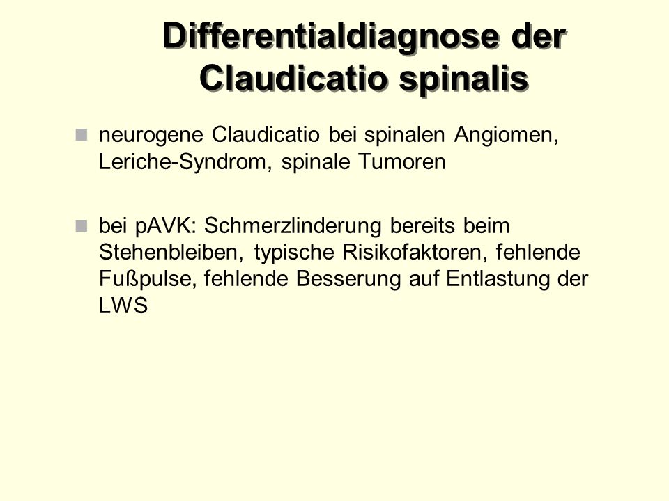 Differentialdiagnose der Claudicatio spinalis