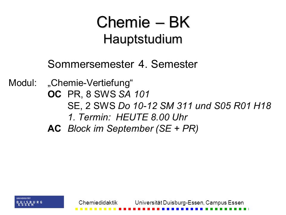 Chemie – BK Hauptstudium