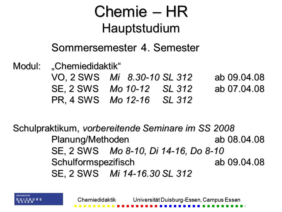 Chemie – HR Hauptstudium
