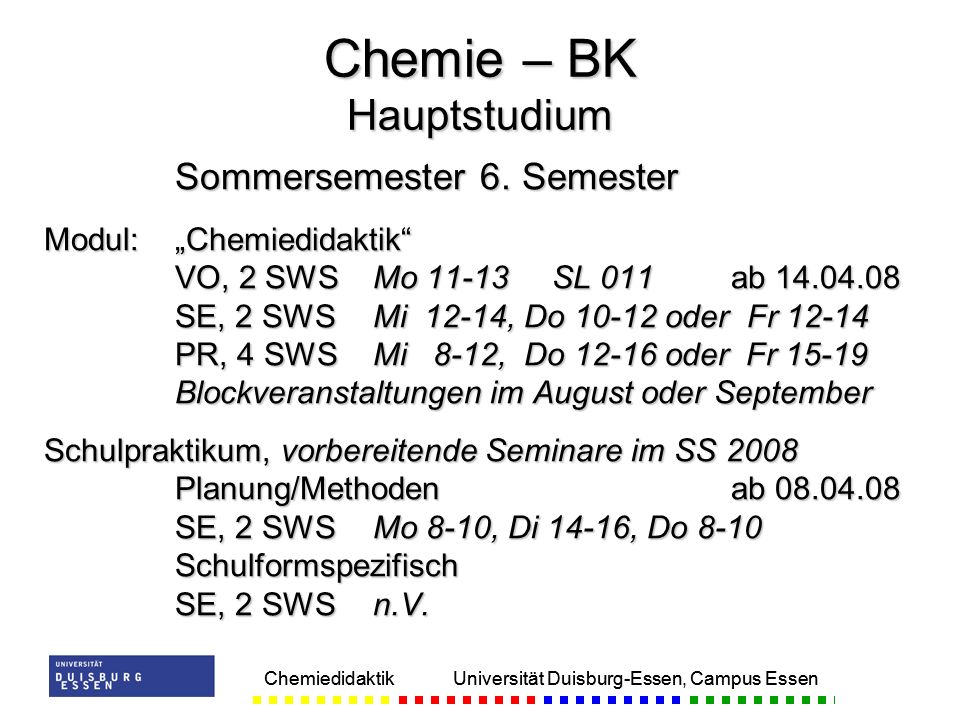Chemie – BK Hauptstudium