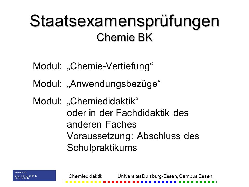 Staatsexamensprüfungen Chemie BK