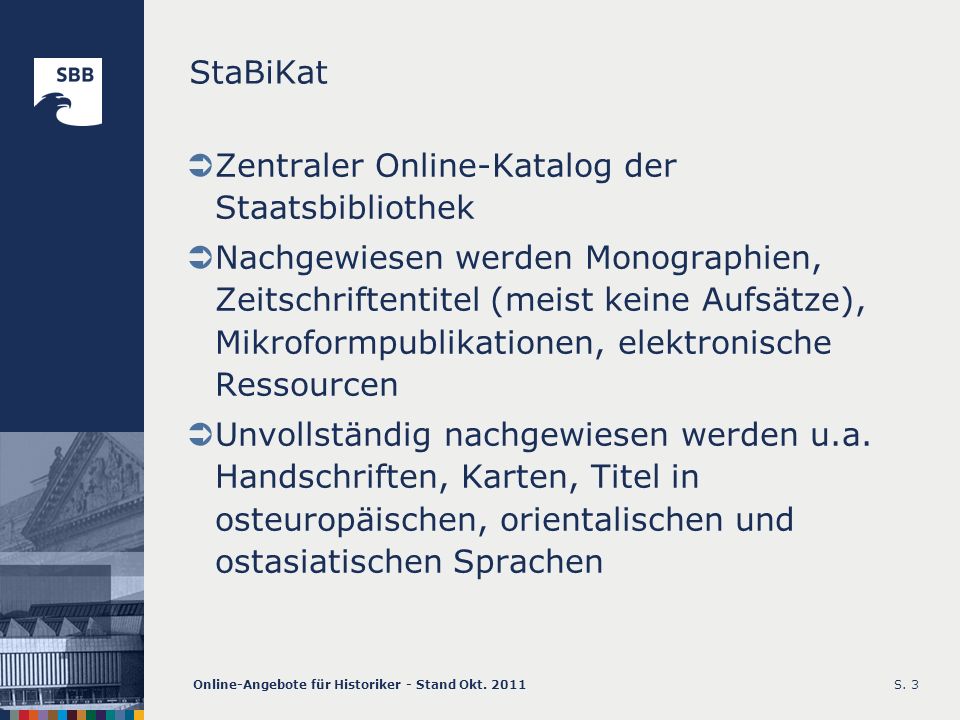 Zentraler Online-Katalog der Staatsbibliothek