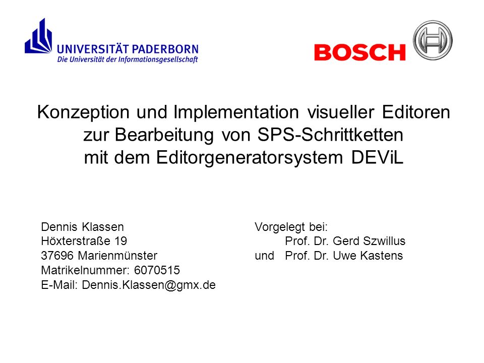 Konzeption und Implementation visueller Editoren zur Bearbeitung von SPS-Schrittketten mit dem Editorgeneratorsystem DEViL