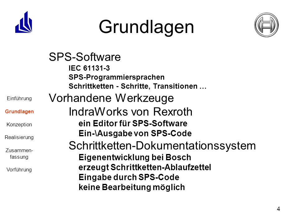 Grundlagen SPS-Software Vorhandene Werkzeuge