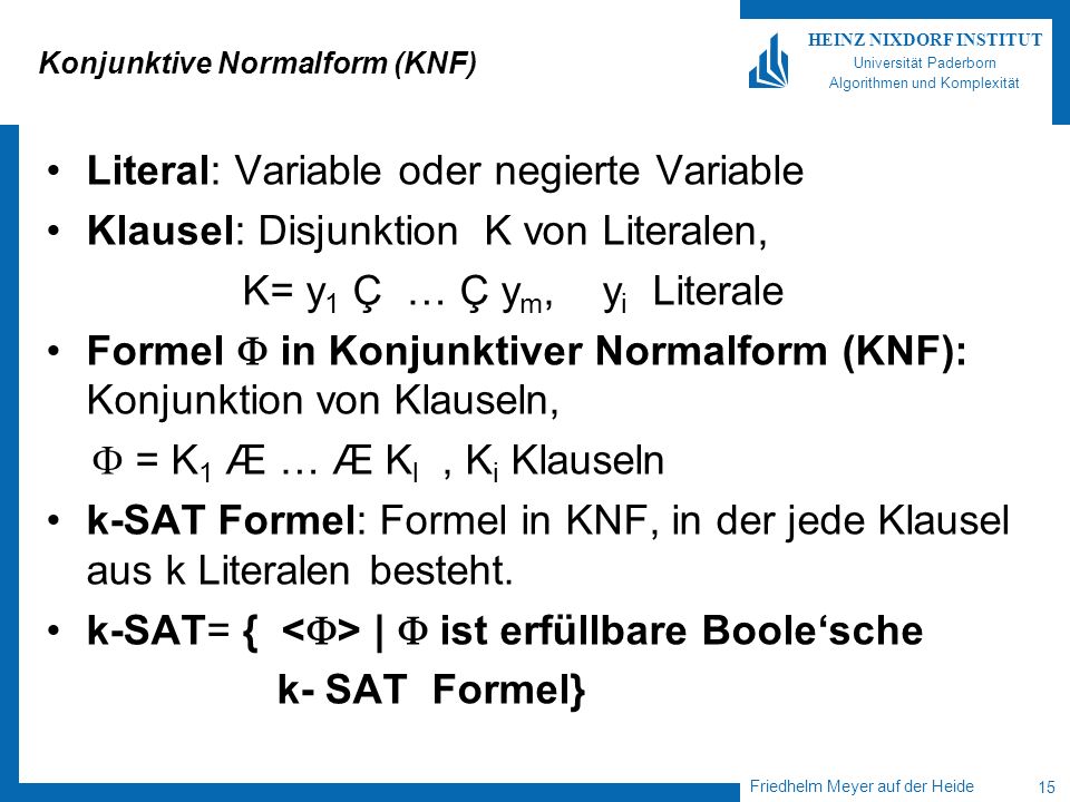 Konjunktive Normalform (KNF)