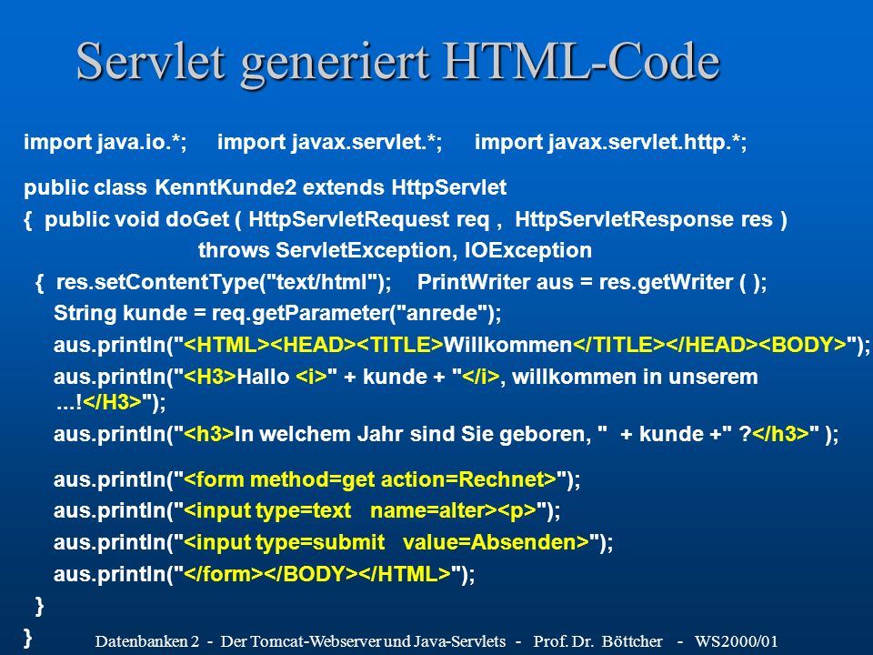 Servlet generiert HTML-Code