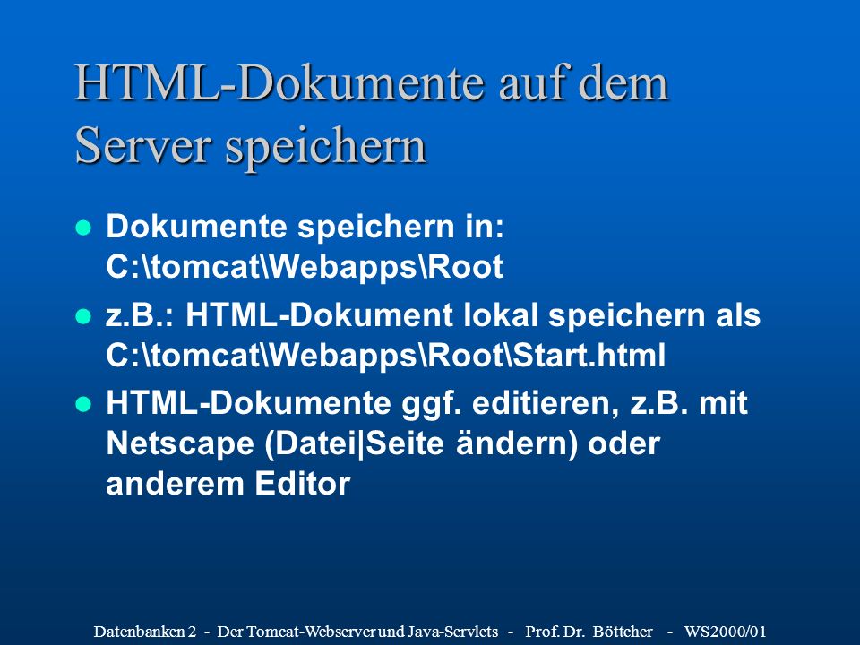 HTML-Dokumente auf dem Server speichern