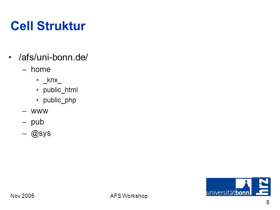 Cell Struktur /afs/uni-bonn.de/ home www _knx_ public_html