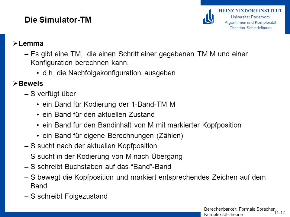 Die Simulator-TM Lemma