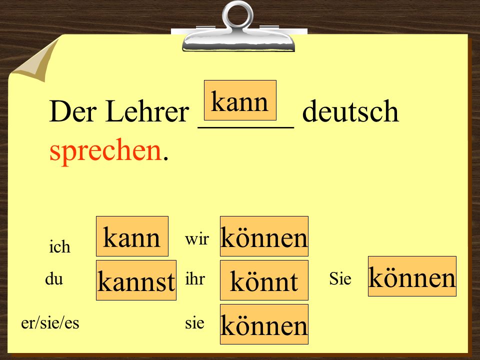 Der Lehrer ______ deutsch sprechen.